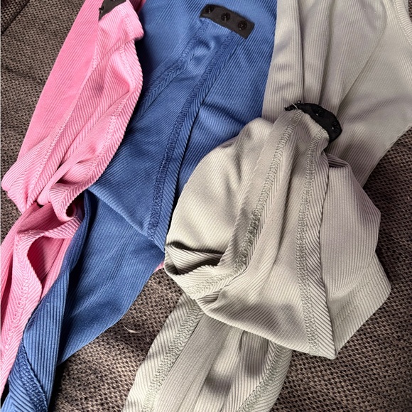 Set of Three Ribbed BodySuits - Pink, Blue, and Light Green - Picture 6 of 7